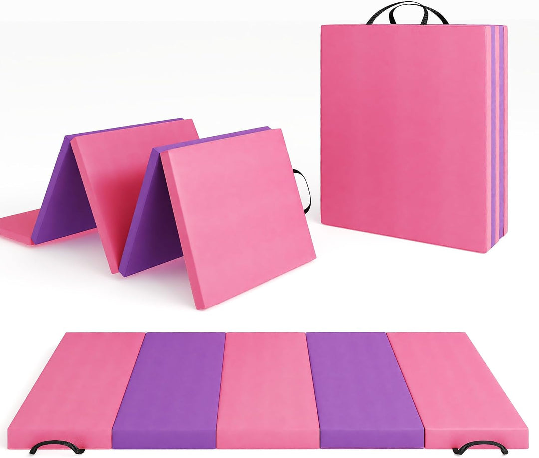 IDEALHOUSE Klappbare Turnmatte 180x60x5 cm, 4/5-Fach Faltbar, Rutschfeste PU&amp;EPE Gymnastikmatte Mit