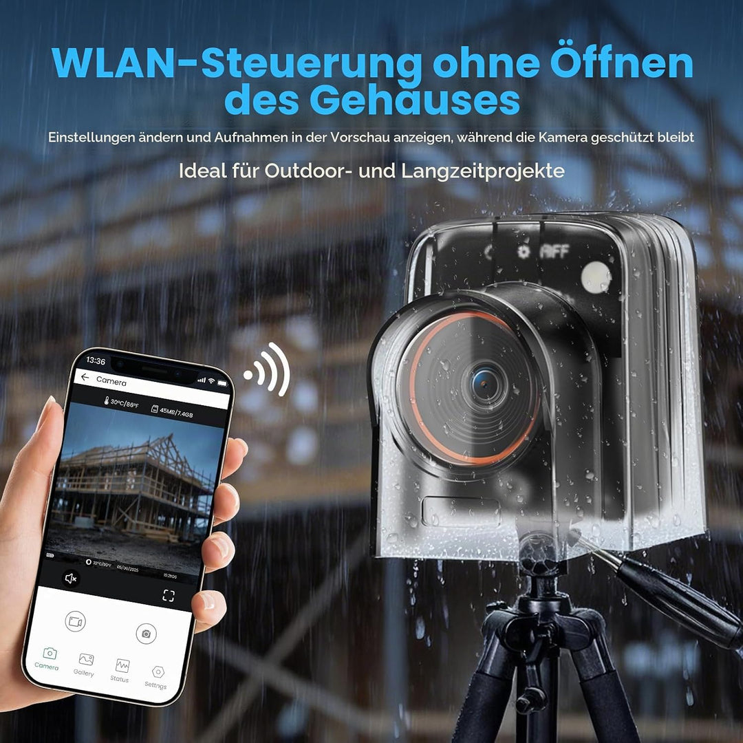 WiFi Zeitraffer Kamera 4K AVI Video, 48MP-Fotos Zeitrafferkamera mit LED-Fülllicht, 180 Tage Aufnahm