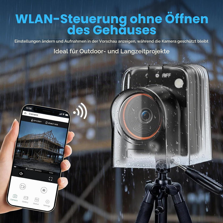 WiFi Zeitraffer Kamera 4K AVI Video, 48MP-Fotos Zeitrafferkamera mit LED-Fülllicht, 180 Tage Aufnahm