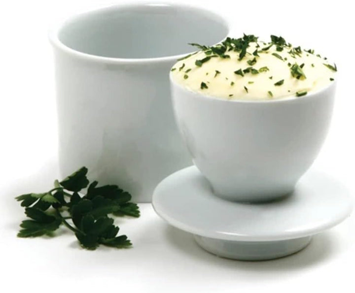 Norpro Porzellan-Butterdose, weiss, Weiss