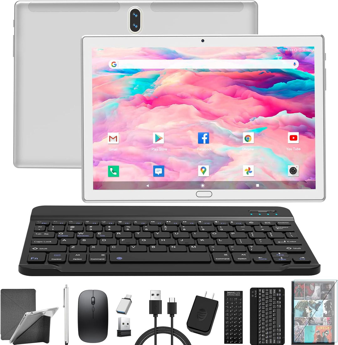 2024 Neueste Tablet 10 Zoll Android 13, 4G LTE Tablets Mit 2 SIM 1 SD, 3-in-1 Tablet Mit Tastatur Ma