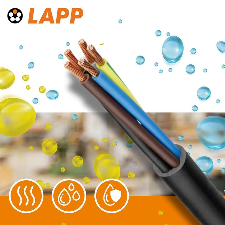 10 Meter Lapp 16001293 H07RN-F 5x2,5 mm² Gummileitung flexibel mit Schutzleiter I UV-resistentes Kab