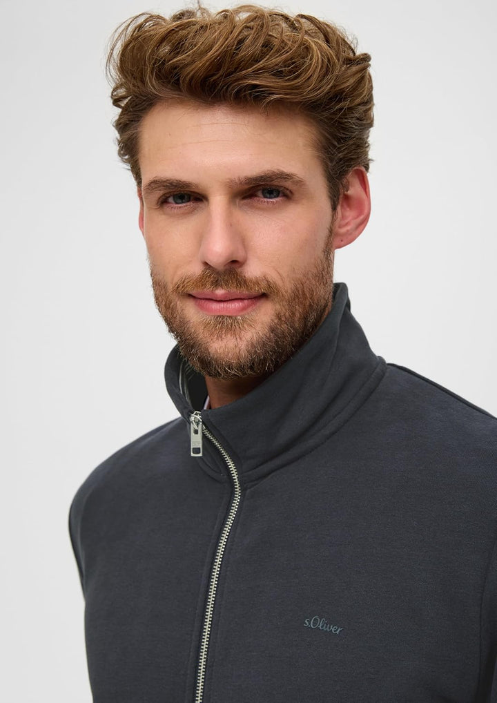 s.Oliver Herren Sweatjacke mit Stehkragen M Blau, M Blau