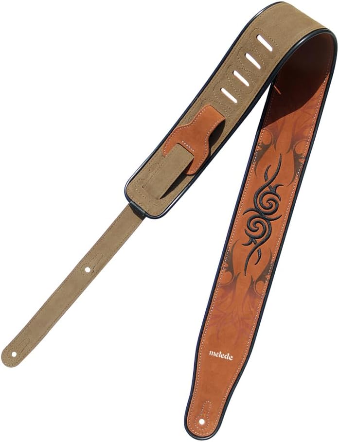 YUEKO Leathers Deluxe Gitarrengurt aus weichem italienischem Leder, superweiche Rückseite aus Wildle