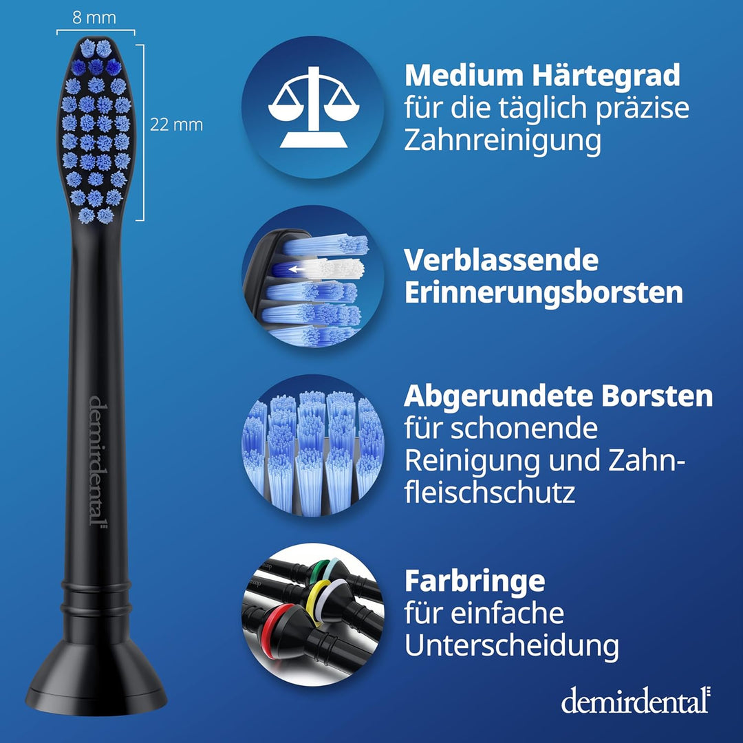 8er demirdental Aufsätze passend für Philips Sonicare Ersatzbürsten ProResults Medium Bürstenköpfe,