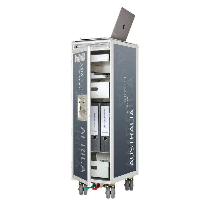 Airline Trolley Kontinente, Büroschrank, Küchenwagen mit Rollen, Aktenschrank klein, Norm: Atlas, 10