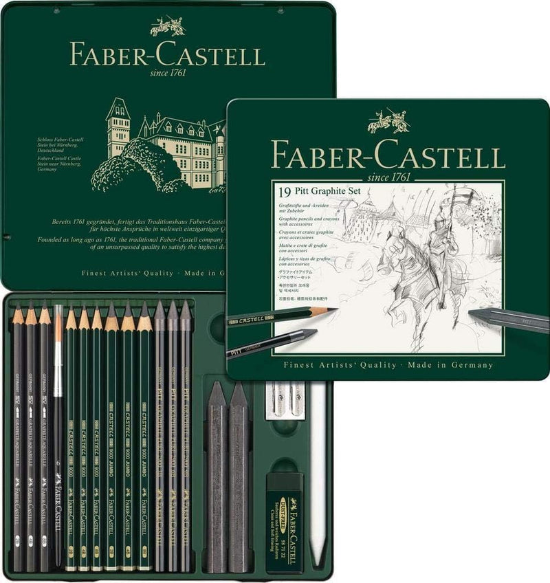 Faber-Castell - Pitt Graphite Set im Metalletui, medium, 19 + 3 -teilig (inklusive Radierstift mit P