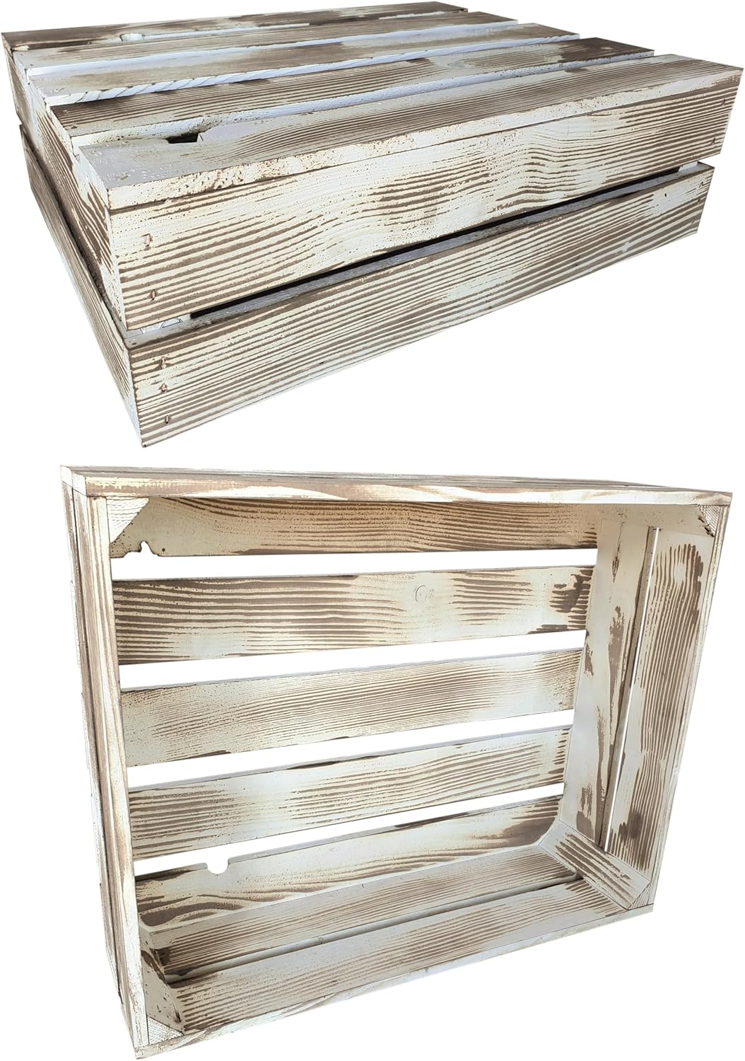 sunnypillow 3er Set Holzkiste Gross Aus Holz - Massive Weinkisten Vintage 50 x 40 x 15 cm - Holzbox