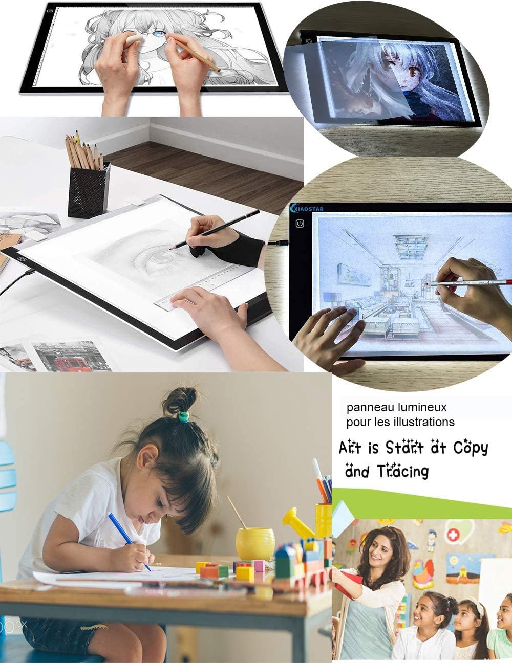 XIAOSTAR A4 beleuchtetes Tablet Kopiertafel mit LED A4, super dünn, für Zeichentafel mit USB-Kabel m