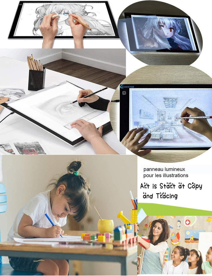 XIAOSTAR A4 beleuchtetes Tablet Kopiertafel mit LED A4, super dünn, für Zeichentafel mit USB-Kabel m