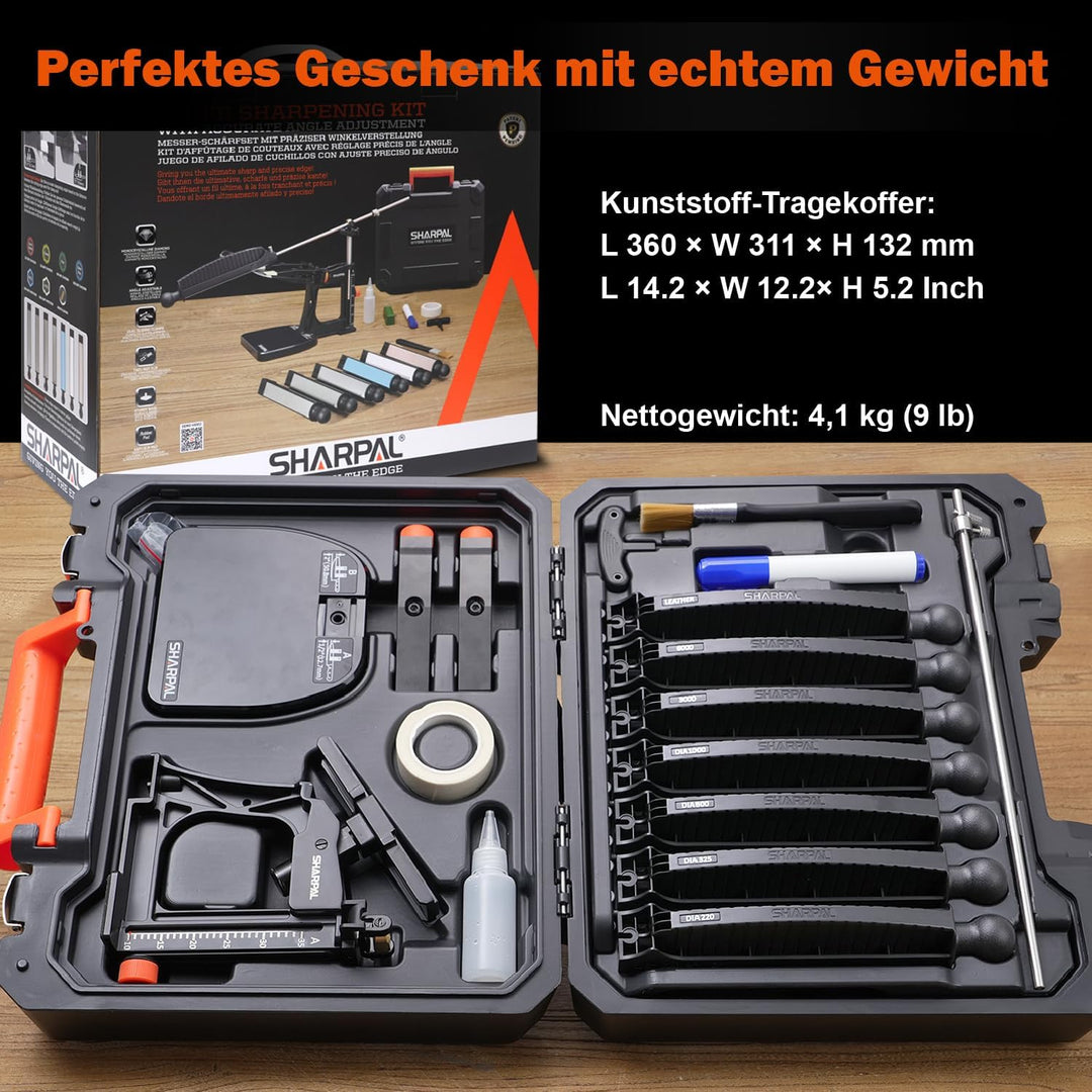 SHARPAL 202H Präzisions-Messerschärfsystem – Einstellbarer Winkel 10–35° Messerschärfer Set mit 7 Sc