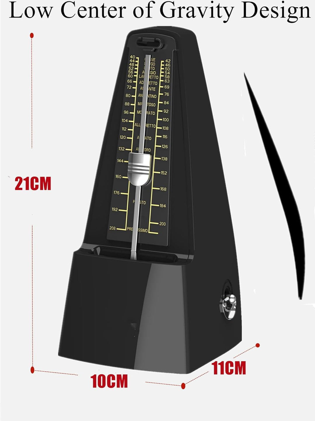 SOLO Mechanisches Metronom mit Akzentglocke, Präziser Takt und Kräftiger Klang, geeignet für Klavier