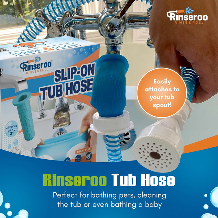 Rinseroo Badewannen-Wasserhahn-Sprühaufsatz Ultra-Flex Slip-On Hund Brauseschlauch Adapter Tragbarer
