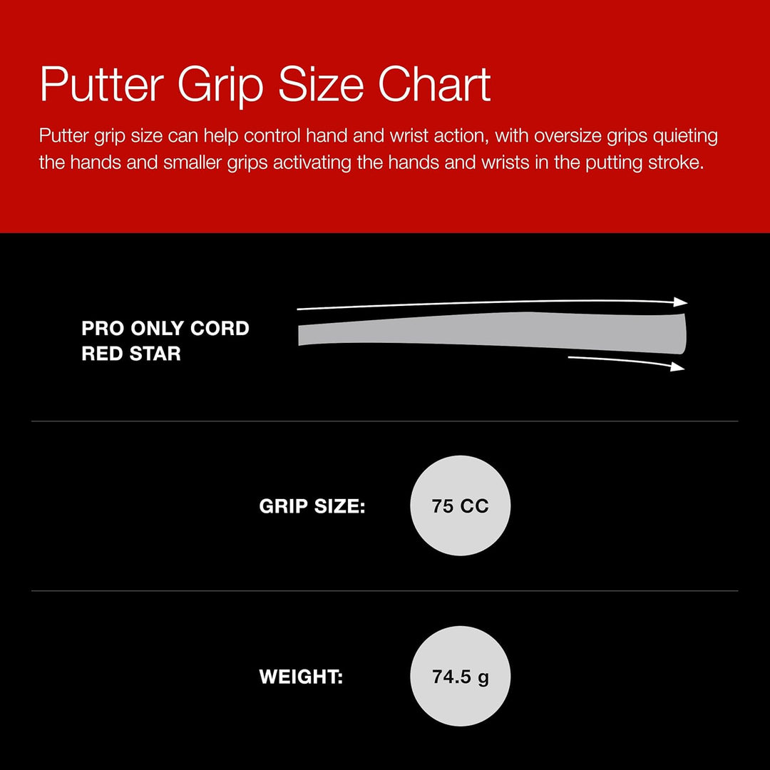 Golf Pride Pro Only Cord Red Star 72 cc Puttergriff, Grau