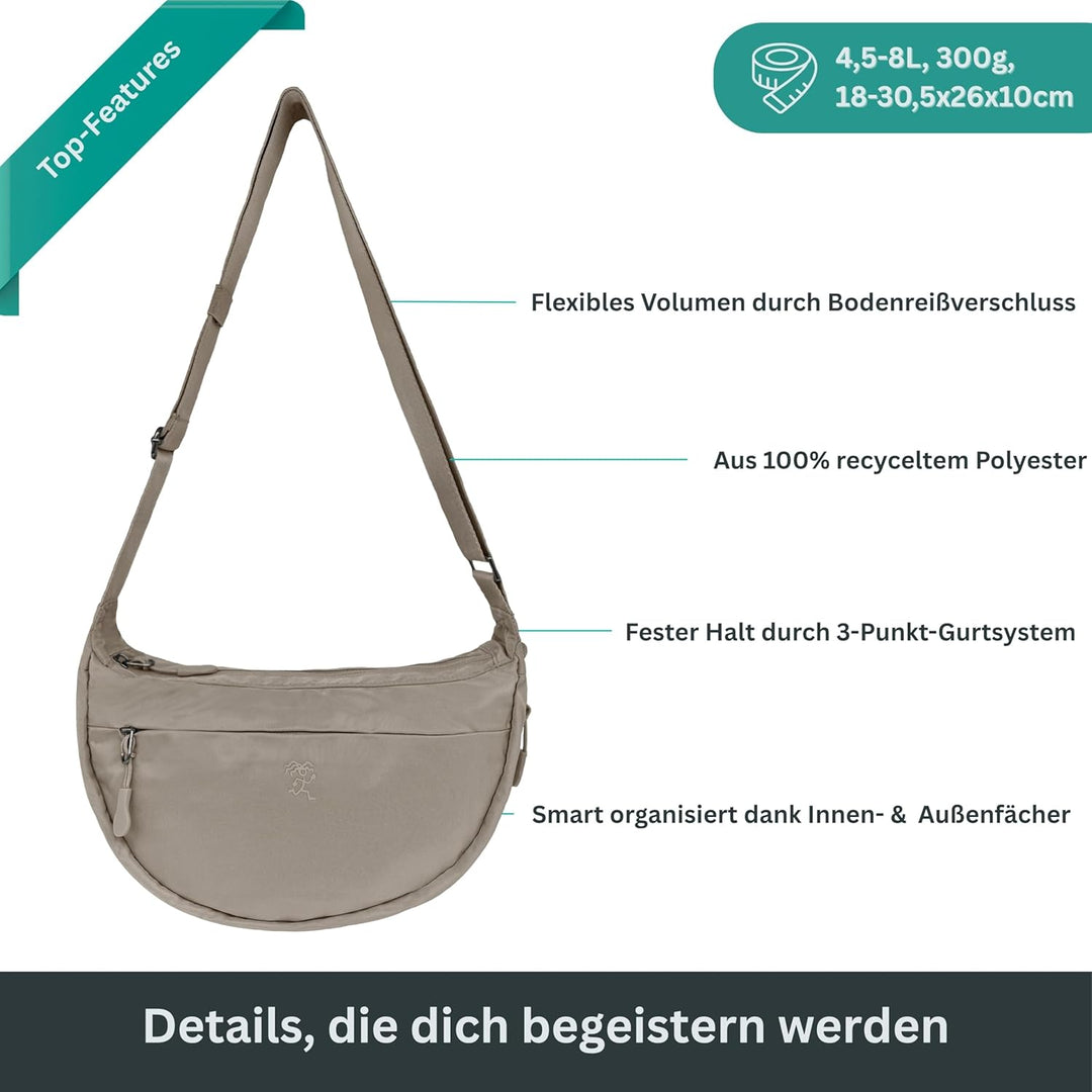 FUCHS & REBELL® Moon Bag BELA - Smart & Nachhaltig – Fahrrad Crossbody Tasche mit 3-Punkt-Gurt-Syste