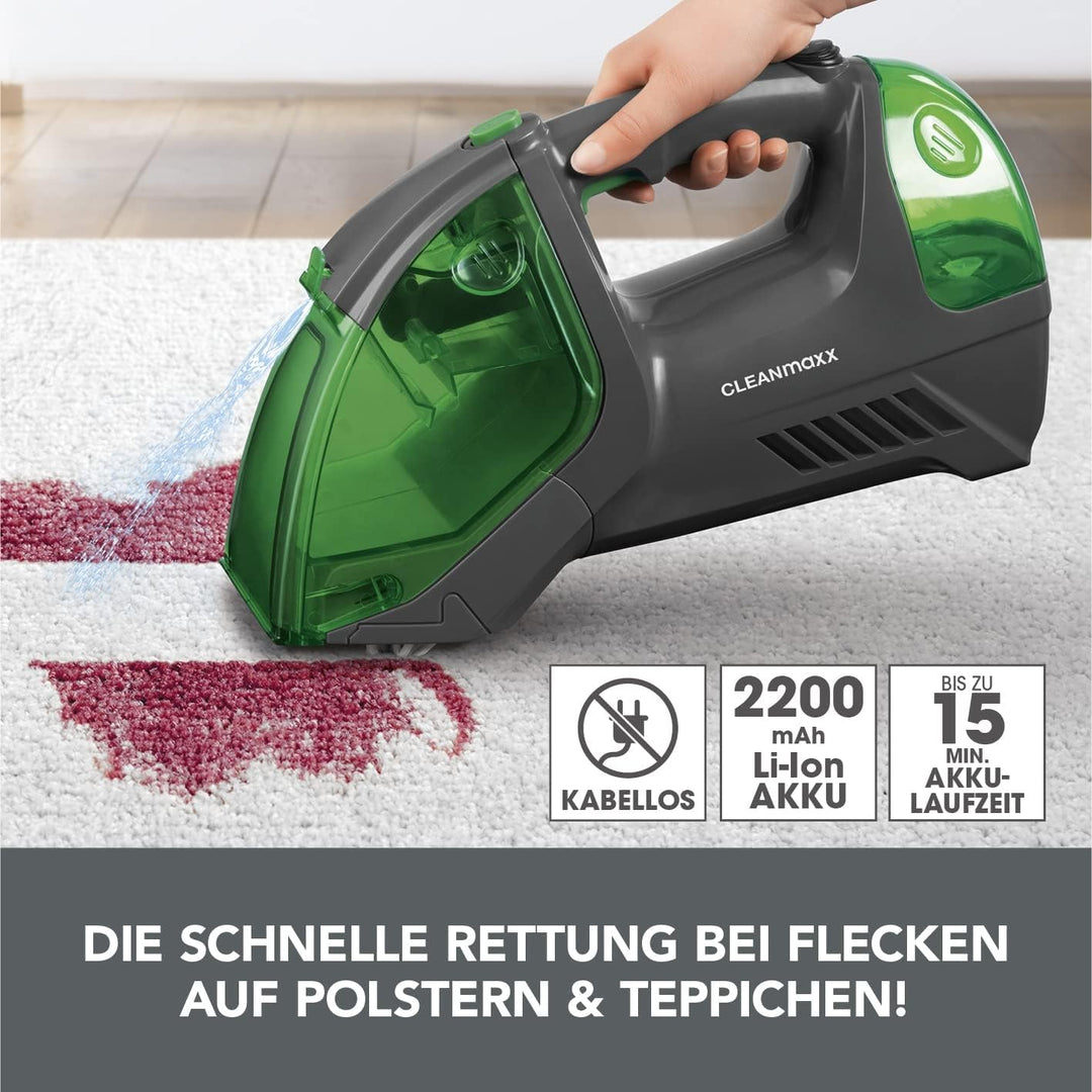 CLEANmaxx Polster- & Teppichreiniger | kabellos, tragbar und handlich | geeignet für Polstermöbel, M