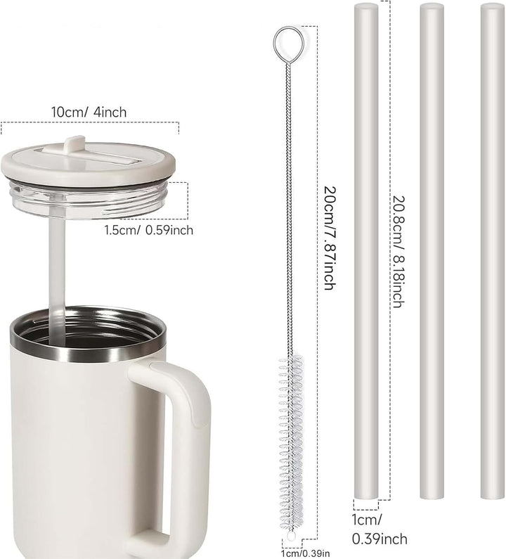 2 Stück Deckel für Stanley Cup 40oz,Auslaufsicherer Ersatzdeckel für Stanley Cup mit 4 Trinkhalmen a