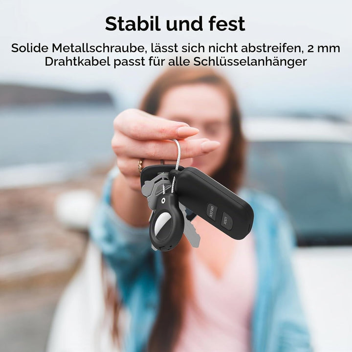SPGUARD Kompatibel mit Apple AirTag Anhänger Secure Halter mit Kabel, 2er Pack Air Tag Lock Case Sch