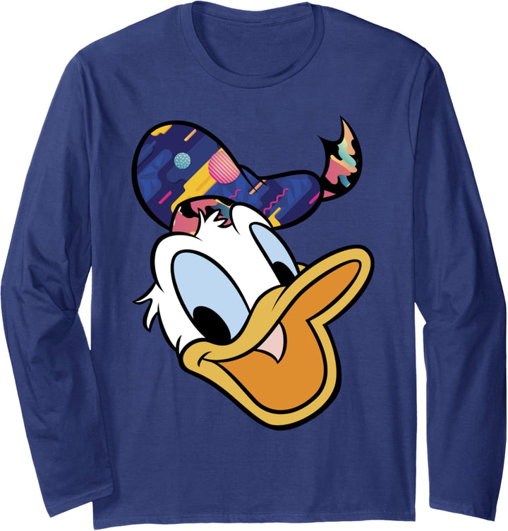 Disney Donald Duck Head Portrait Abstract Hat Langarmshirt