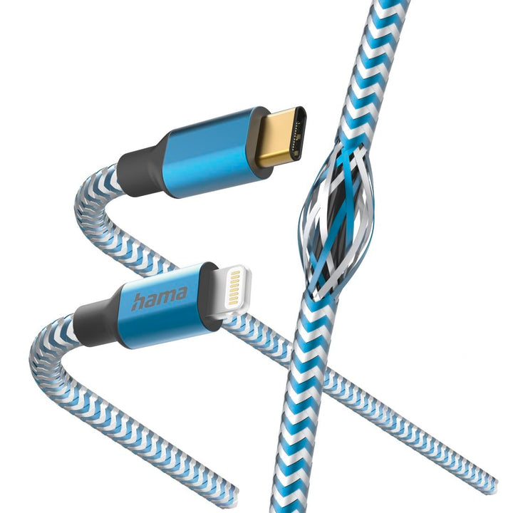 Hama Ladekabel „Reflective“ USB C auf Lightning, Nylon, 1,5m (iPhone Ladekabel, Lightning Kabel, iPh