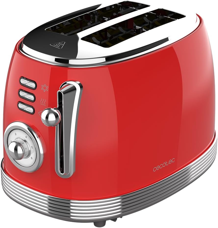 Cecotec Vertikaler Toaster 2 Kurze Schlitze Toast&Taste 800 Vintage Light Red. 850 W, 2 Brotscheiben