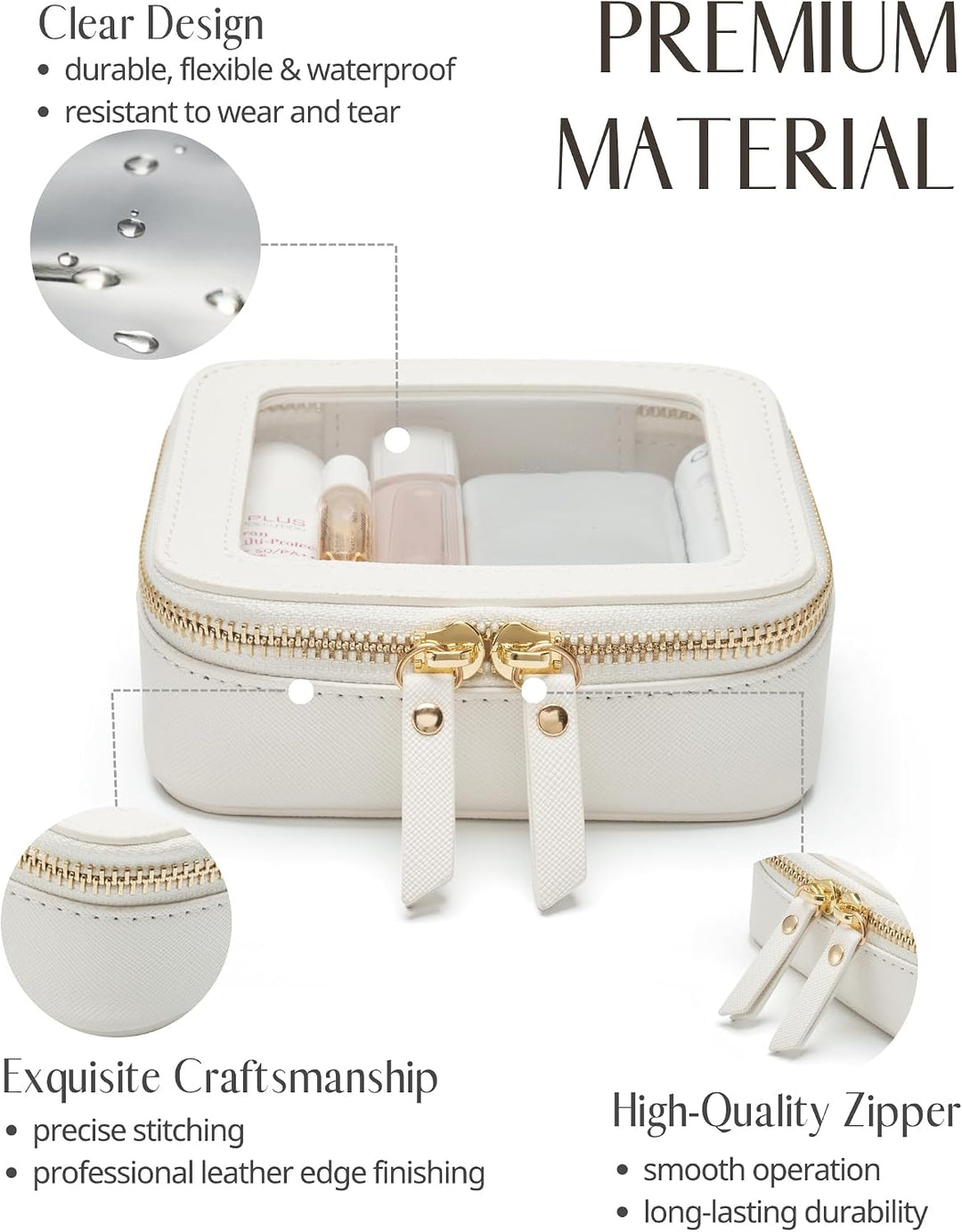 Popvibe Transparente Make-up-Tasche, Kulturbeutel, Reise-Kosmetiktasche mit Reissverschluss, tragbar