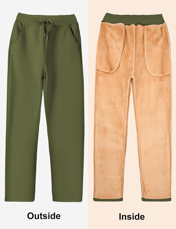 UMIPUBO Gefütterte Jogginghose Damen Warm Fleece Freizeithose Winter Thermo Fleecehose High Waist Sw