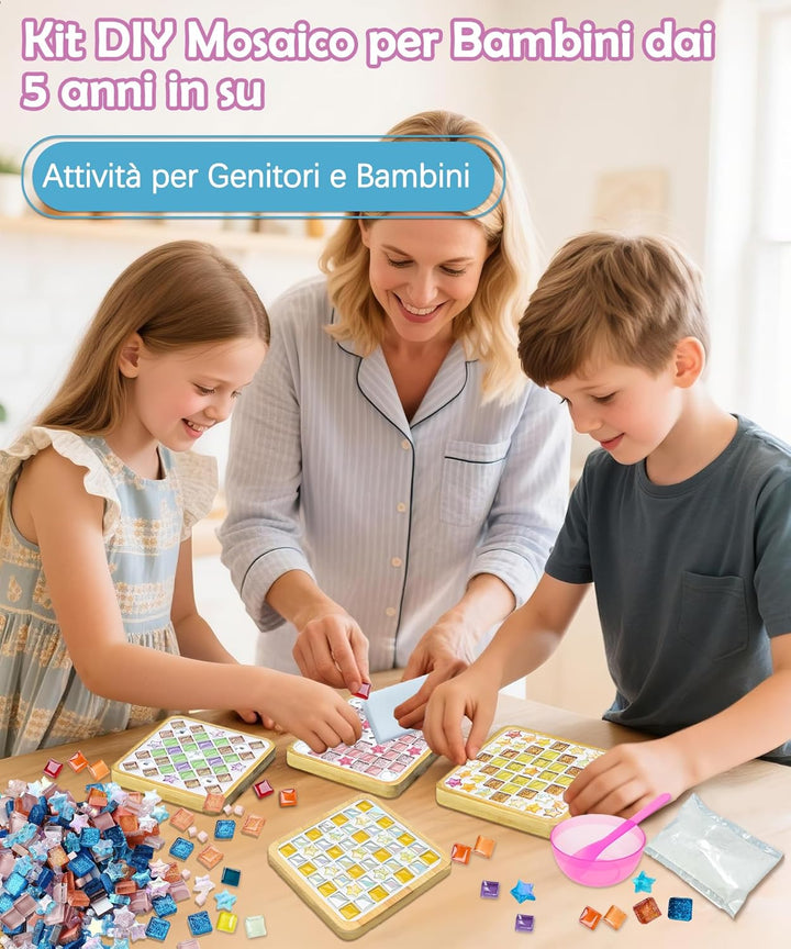 Finsink Mosaik bastelset kinder 4pcs mosaik untersetzer bastelset diy holz untersetzer Set Mosaikste