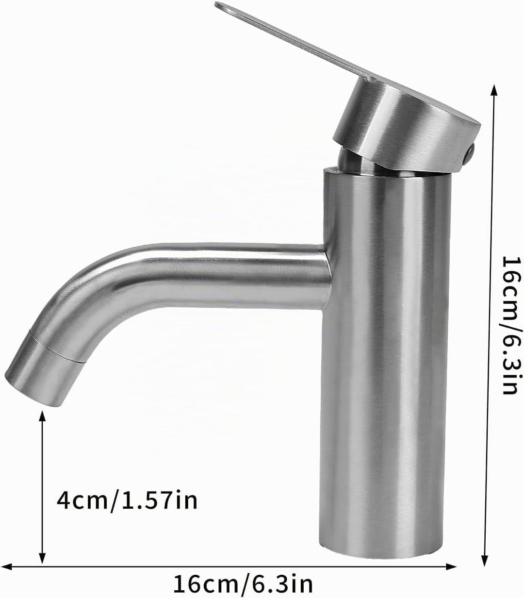 Wasserhahn Bad Silber Gebürstet Waschtischarmatur Edelstahl SUS304 Type 2, Type 2