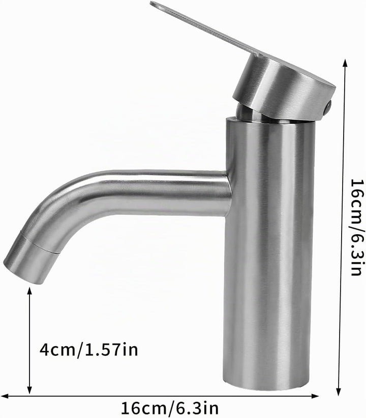 Wasserhahn Bad Silber Gebürstet Waschtischarmatur Edelstahl SUS304 Type 2, Type 2