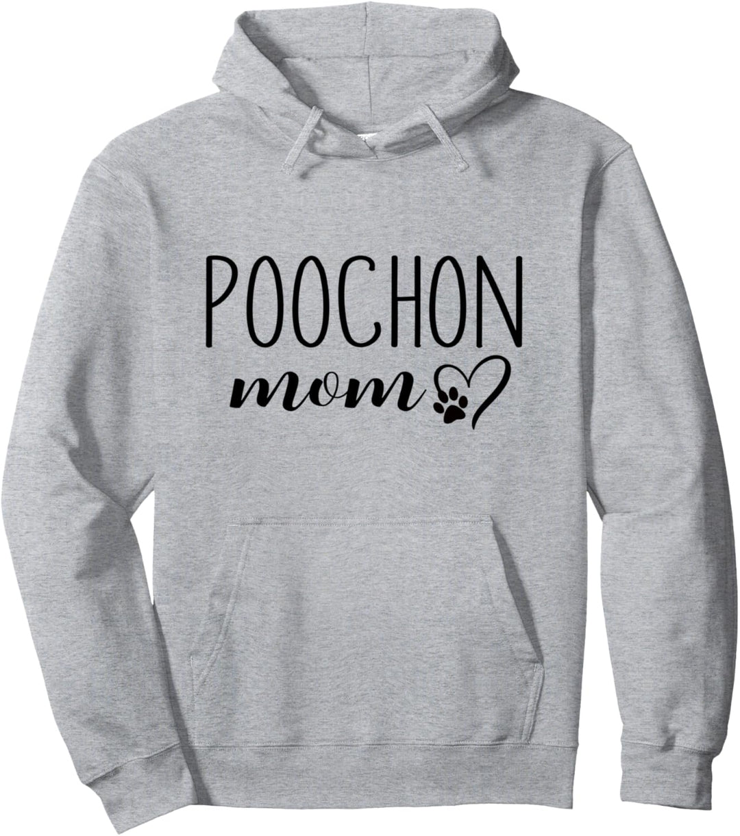 Dog Paw Print Heart Poochon Mom Pullover Hoodie