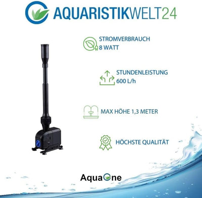 AquaOne Teichfontäne HJ 603 I Multifunktions Unterwasser Pumpe mit Fontäne 600 L/h I Springbrunnenpu