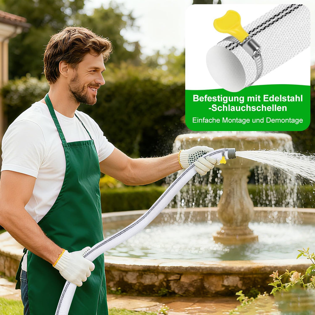 Gewebeschlauch 1 1/2 Zoll Flachschlauch Pumpenschlauch 38mm 20m Mit 4 Clips Industrieschlauch Gewebe