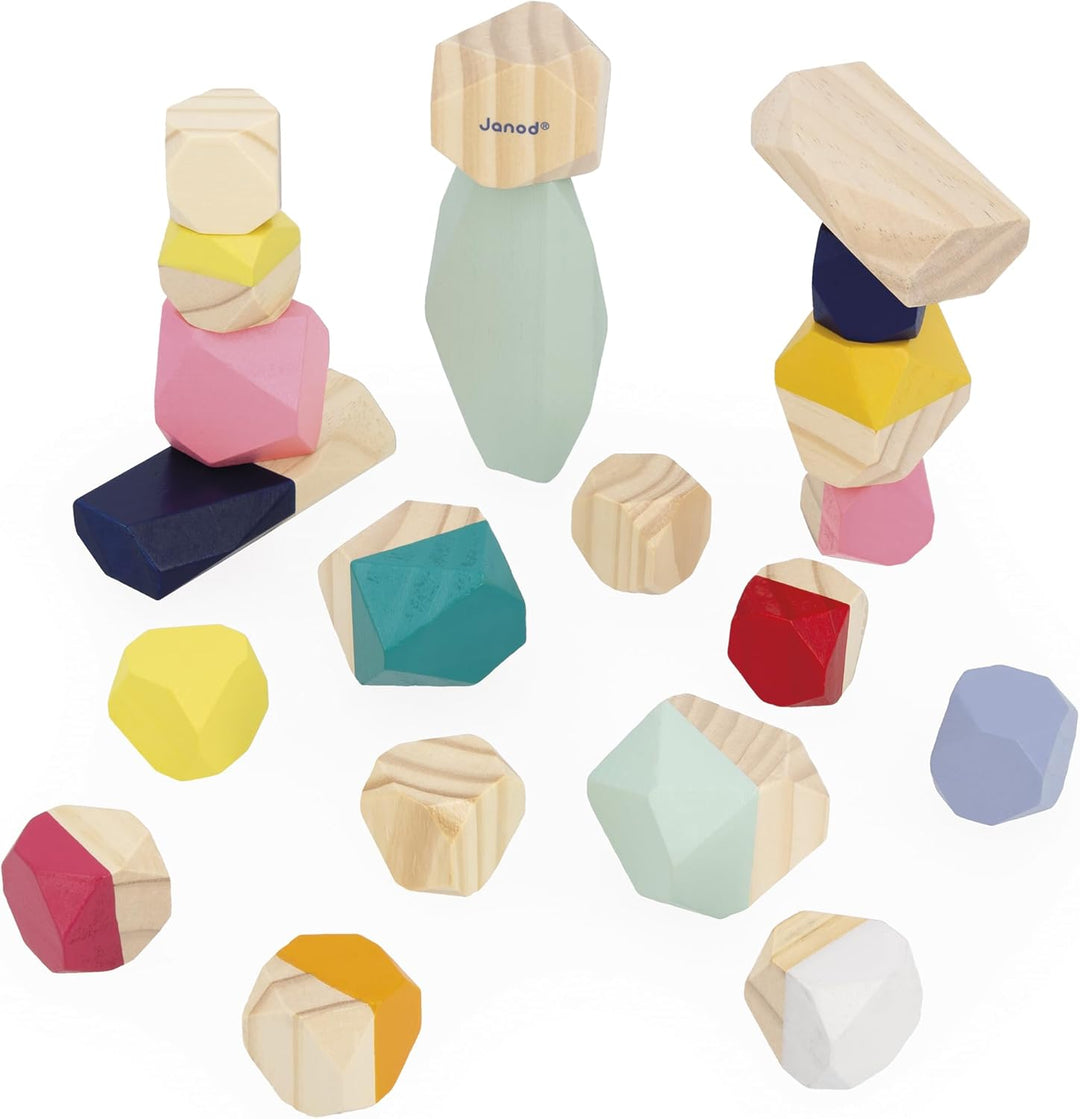 Janod - Bausteine aus Holz - Kollektion Sweet Cocoon - Baby- und Kleinkindspielzeug Farbe auf Wasser