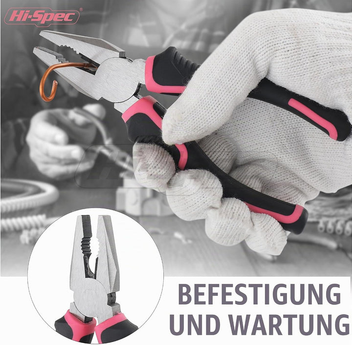 Hi-Spec 30-tlg. Pink Akku-Bohrschrauber 12V und Haushalts DIY Werkzeug Set. Kabelloses Bohren und Sc