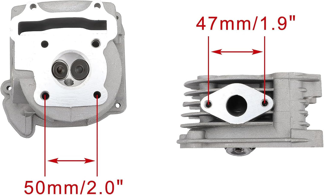 WOOSTAR 39mm Zylinderkopf 64mm Ventile Ersatz für 4-Takt GY6 49ccm 50ccm ATV Roller Moped 139QMA 139
