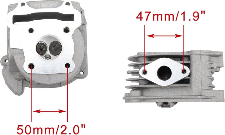 WOOSTAR 39mm Zylinderkopf 64mm Ventile Ersatz für 4-Takt GY6 49ccm 50ccm ATV Roller Moped 139QMA 139