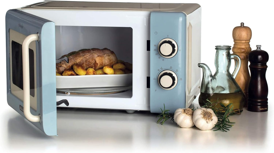 Ariete 3960 Mikrowelle Vintage, 800 W, Fassungsvermögen 20 l, 3 Funktionen, 6 Kochstufen, Timer, hel