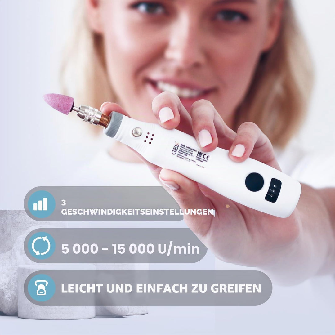 GESS Elektrische Nagelbohrmaschine Kit, Tragbare Elektrische Nagelfeile Set, Maniküre Pediküre Werkz