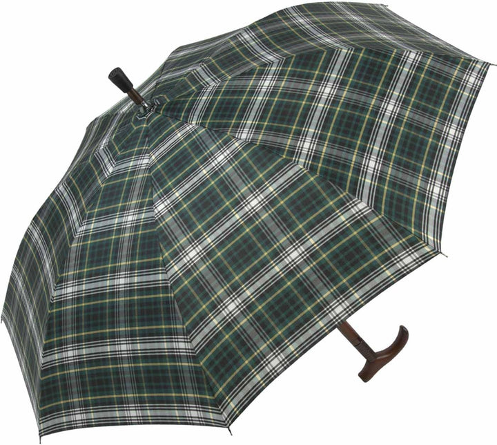 iX-brella Stützschirm höhenverstellbar mit Holzgriff - Karo grün, Karo Grün