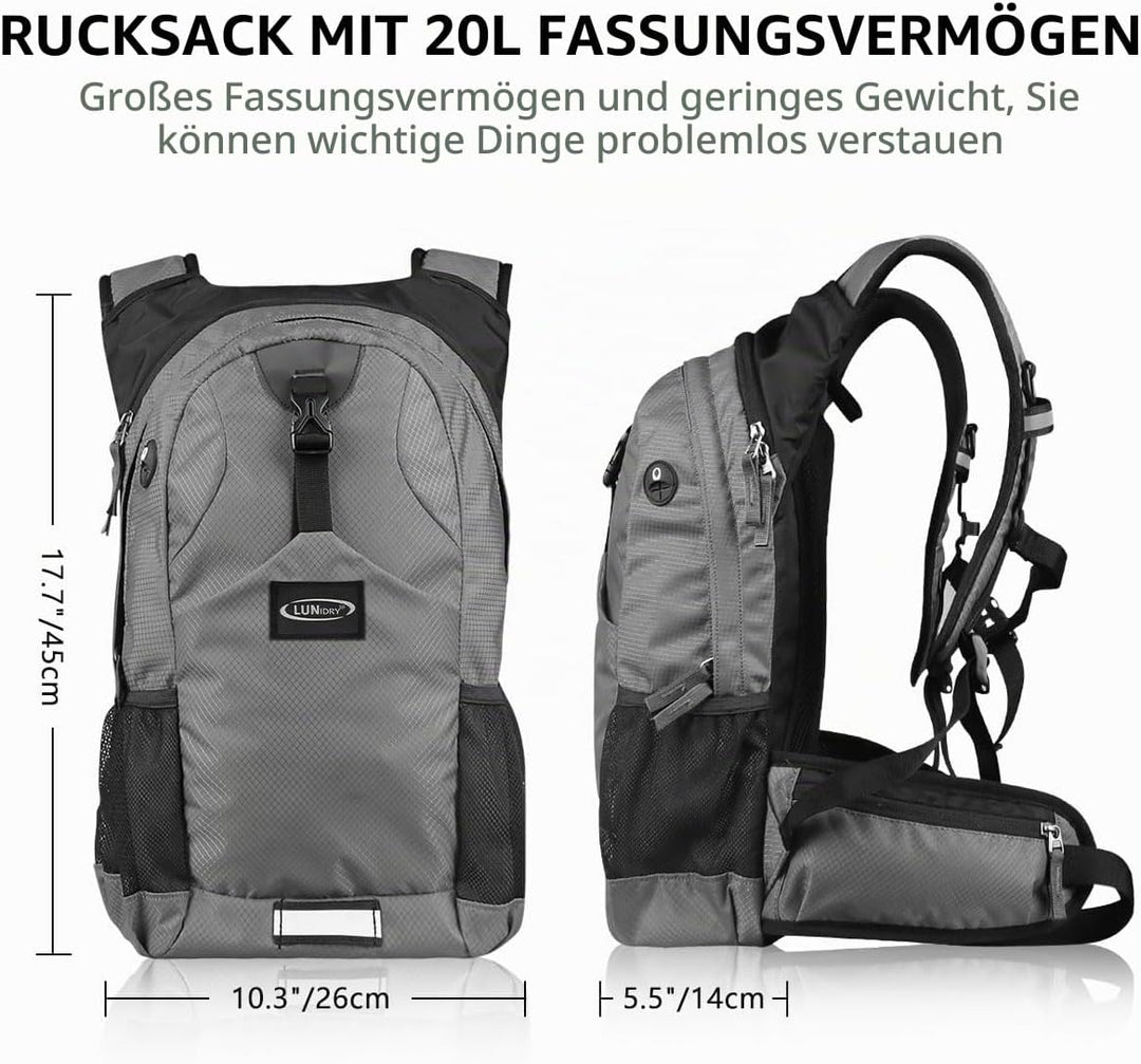 Lunidry Trinkrucksack Fahrradrucksack mit Trinkblase 2L Wasserdicht Sportrucksack, 20L Hydration Ruc
