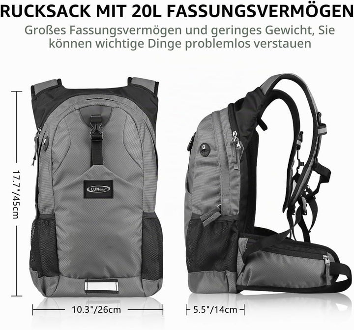 Lunidry Trinkrucksack Fahrradrucksack mit Trinkblase 2L Wasserdicht Sportrucksack, 20L Hydration Ruc