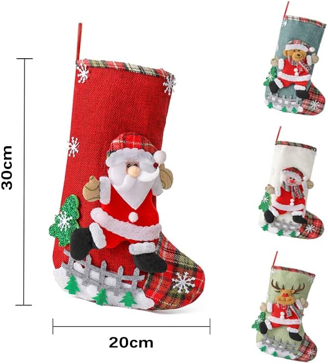 Youery 4 Stück Weihnachtsstrumpf, Weihnachtsbaum Geschenktüte Bonbontasche, Weihnachten Christmas St