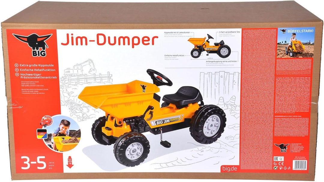 BIG - Jim Dumper Kinderkipper Spielfahrzeug, 3-fach verstellbarer Sitz, wetterbeständiges Kunststoff
