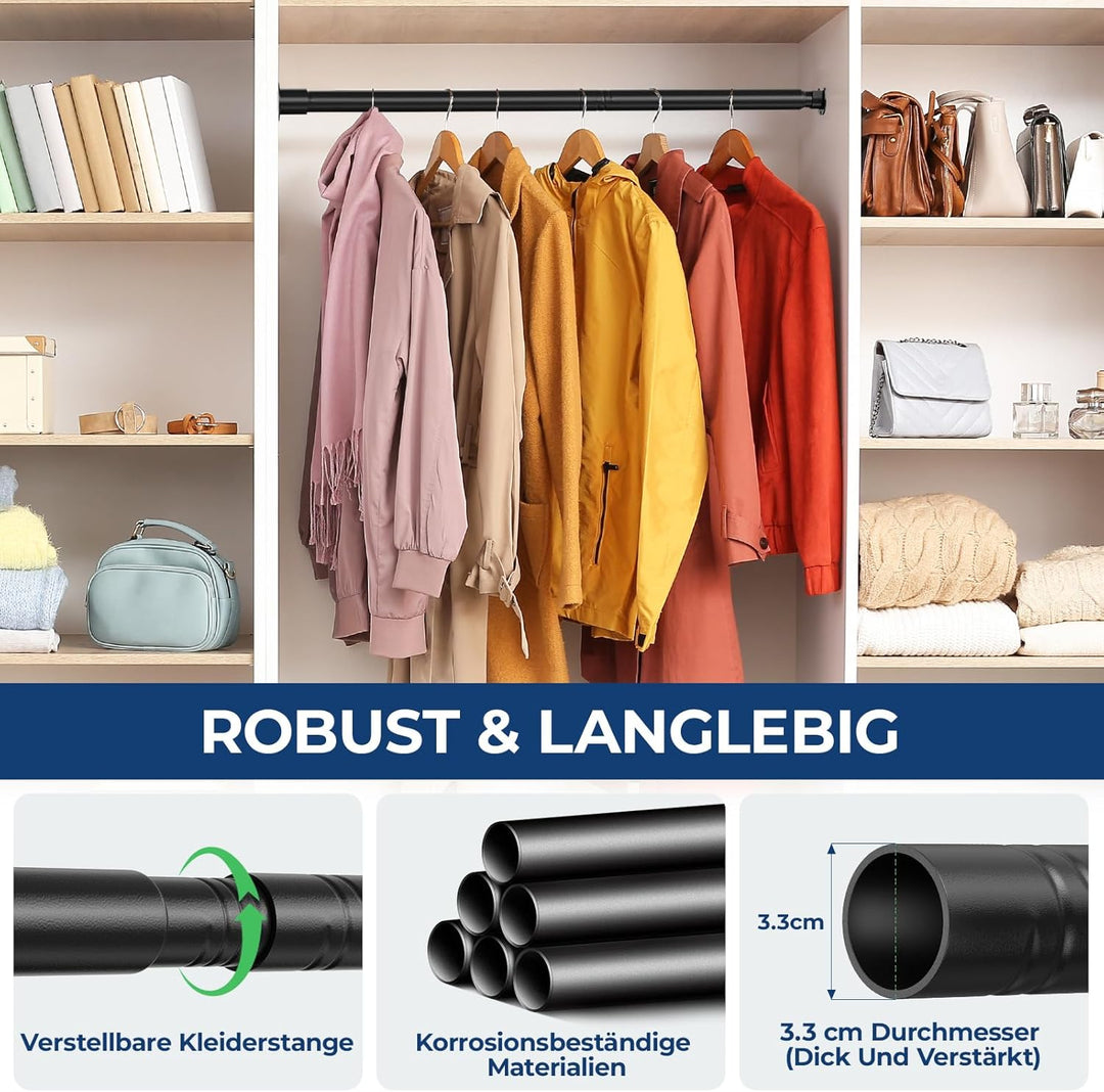 Mavivegue Kleiderstange Schrank, 42–106CM Kleiderstange Ausziehbar, Kleiderstange Wandmontage 32mm,