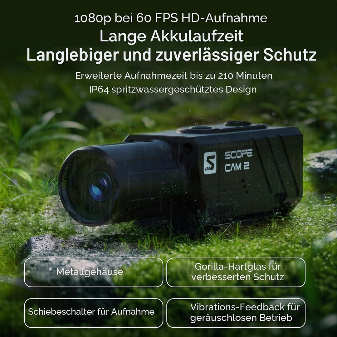 RunCam ScopeCam 2S Airsoft Action-Kamera, 210 min Akkulaufzeit, Voraufnahme, WLAN-App-Steuerung, IP6