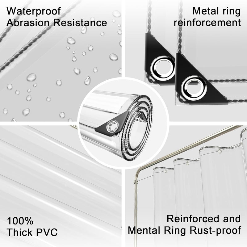 Lanbent Abdeckplane Wasserdicht Transparente Plane, Faltbar PVC-Material Vordächer mit Ösen, Reissfe