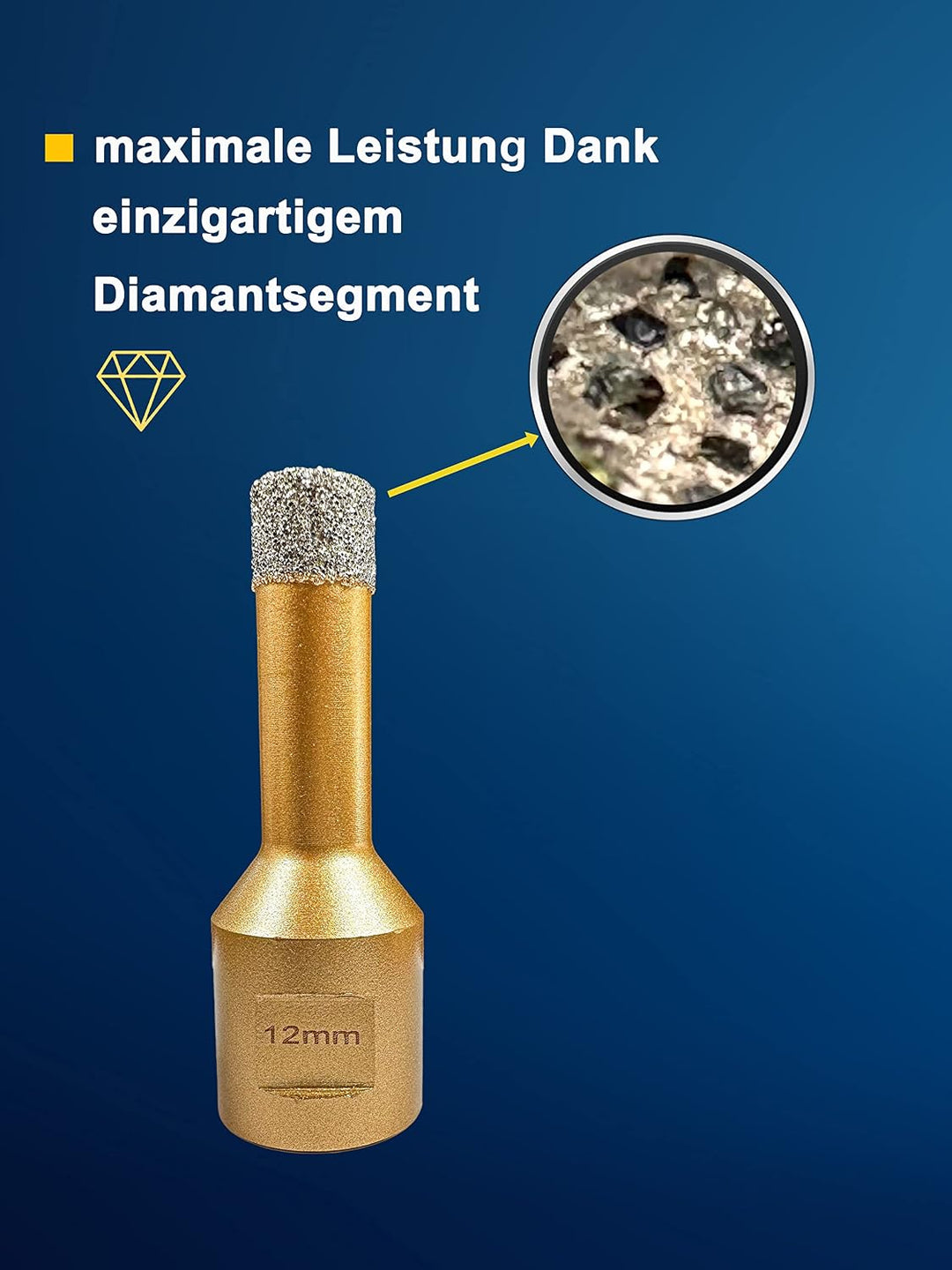 EDW Profi Fliesenbohrer 12 mm x M14, Fliesenbohrkrone für Trockenbohren in Fliese, Wandfliese, Feins