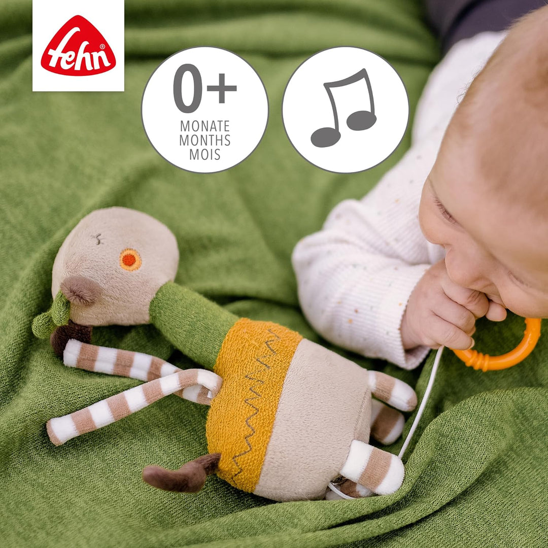 Fehn Spieluhr Baby Einschlafhilfe Giraffe - Kuscheltier mit Befestigung - Einschlafhilfe Melodie Sch