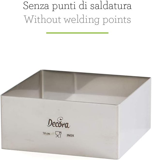 Decora 0063796 TORTENRING QUADRATISCH AUS Edelstahl 20X20X4,5 H cm 20 x 20 x 4,5 cm, 20 x 20 x 4,5 c